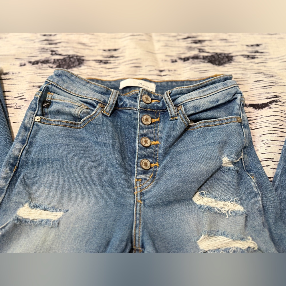 KanCan Medium Blue Button-Fly Skinny Jeans - Picture 5 of 8